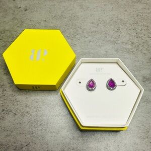 Bomb Party Pink Teardrop Halo Earrings